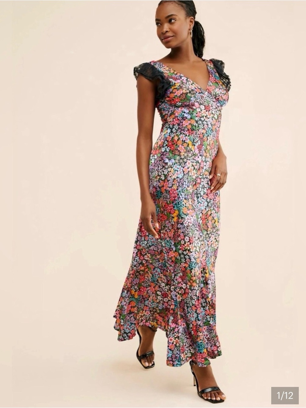 Free People BEACH RIOT Elodie
Dress Silky Slip godet panels Floral
Maxi Dress